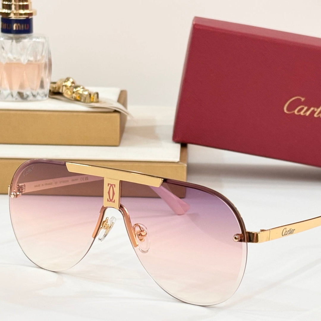 CARTIER SIGNATURE C DE AVIATOR FRAME SUNGLASSES 524543 IN METAL