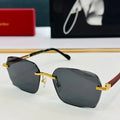 CARTIER SIGNATURE C DE RECTANGULAR FRAME SUNGLASSES CT0483S IN METAL AND WOODEN